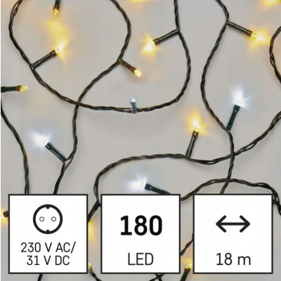 Lampki choinkowe Classic 120 LED 12m ciepła biel + zimna biel miga, IP44, timer EMOS (D4AN02)